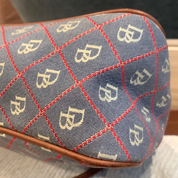 Dooney & Bourke Classic Hobo red, white, Blue, Canvas and Leather Purse - Picture 7 of 17